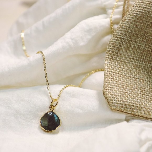 Ribishy Jewelry - 18K Gold Plated Labradorite Gemstone Necklace
